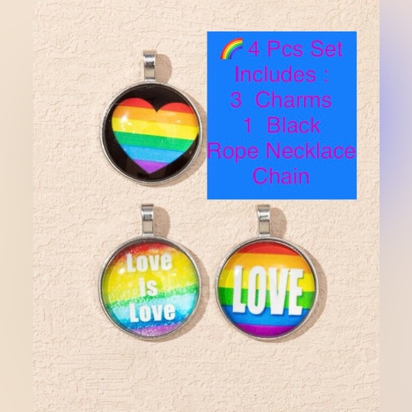 🌈 Unisex 3 Pcs Interchangeable Charm Necklace NWT - Picture 2 of 11